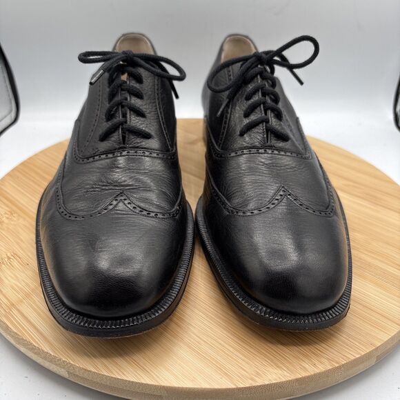 Bruno Magli  Mens Coby11M Black Leather Wingtip Brogue Oxford Italy Lace Vibram - Picture 2 of 11